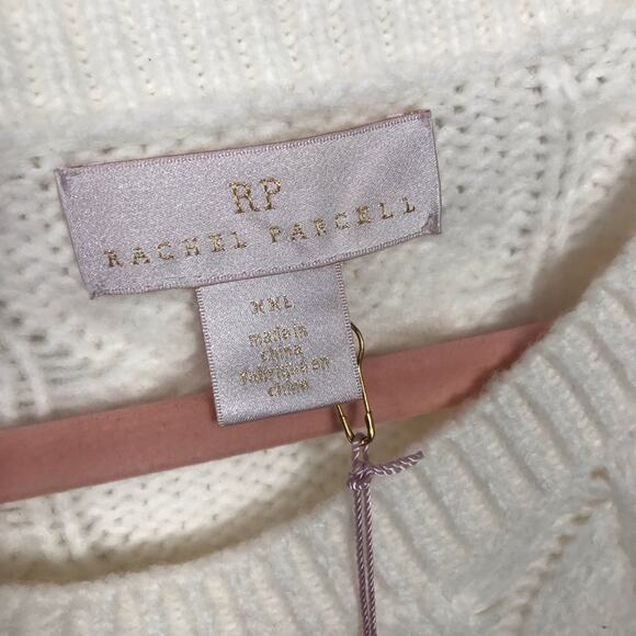 Rachel Parcell Cable Knit Crewneck Sweater White Size XXL - Picture 4 of 10